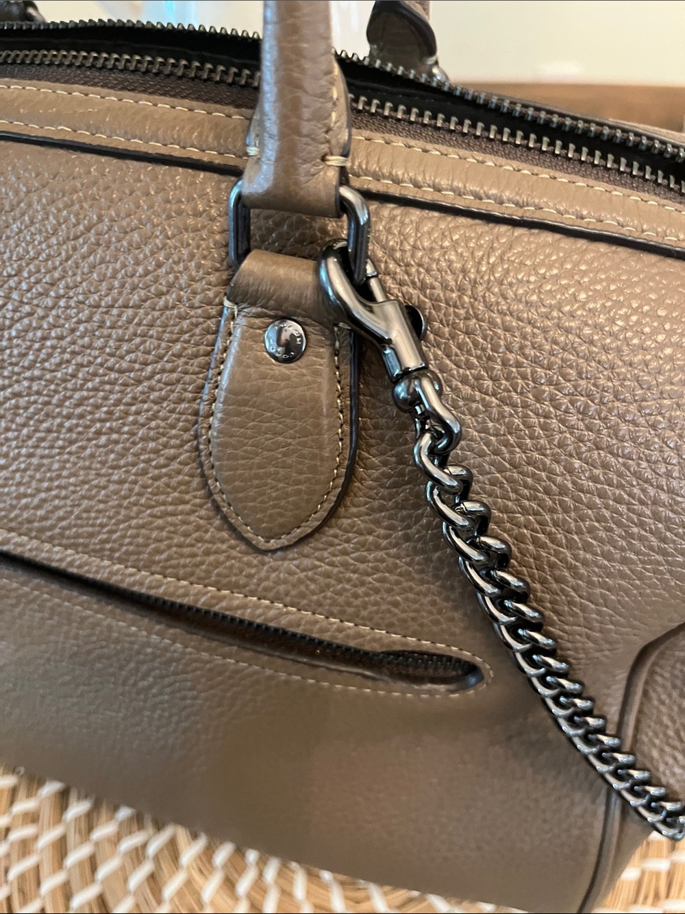 Coach Brown Pebbled Leather Satchel - Picture 9 of 16